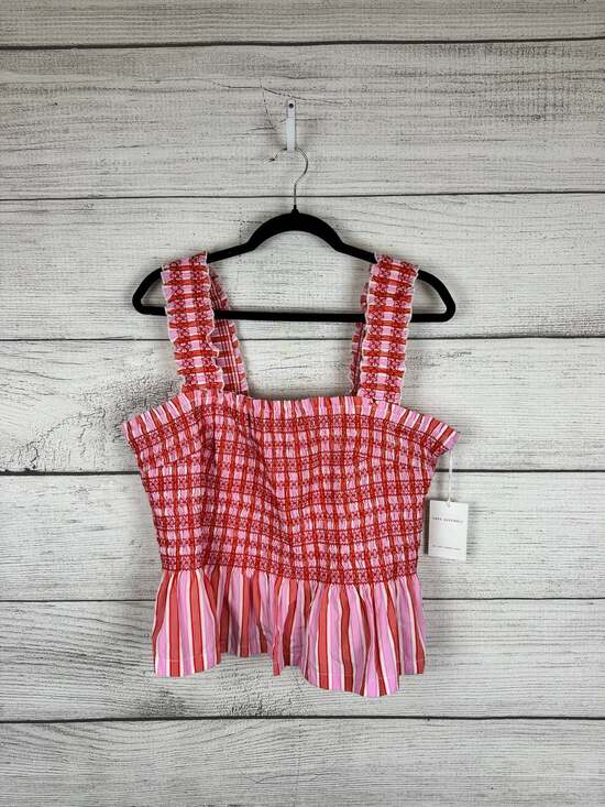 Free Assembly Tops - Free Assembly Plus Size Pink & Red Smocked Peplum Sleeveless Top Size XXL/20